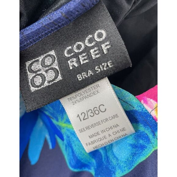 Coco Reef Swimsuit Bra Size 12 36C Tropical One Piece Underwire Bra Layer - Picture 3 of 7